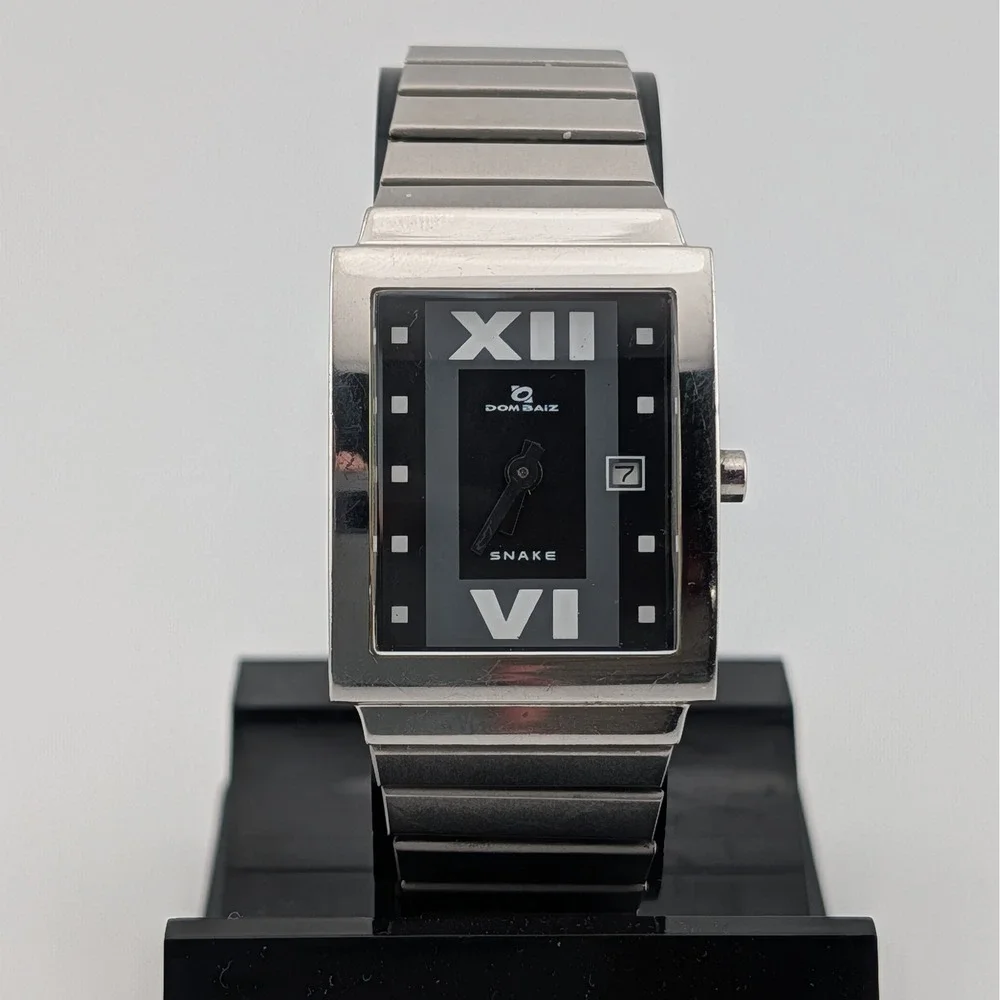 Dom Baiz Snake Watch Mens Silver Stainless Steel Italian Design 0981 Date Window